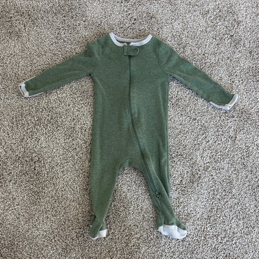 Cloud Island Set of 3 Sleeper Footies 2-Way Zip - Green, White, and Gray - Picture 5 of 6